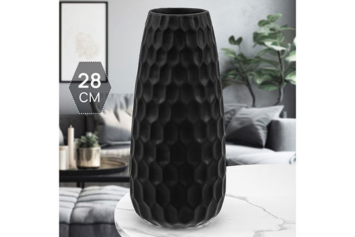 Ваза 28 см 2,5 л Соты черная матовая