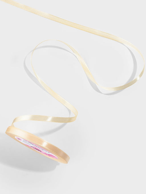 Цена за 8 шт. Лента атласная, 6 мм, 23±1 м, светло-бежевая