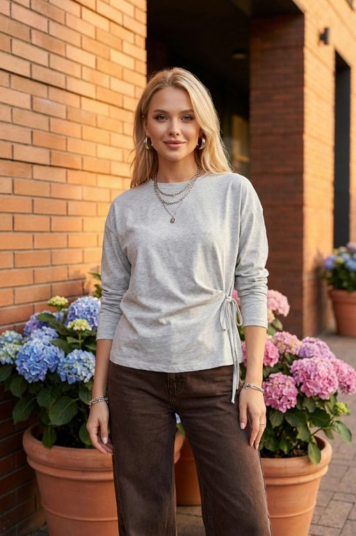 K13468 Лонгслив OVER SIZE (хлопок) СВ_СЕРЫЙ