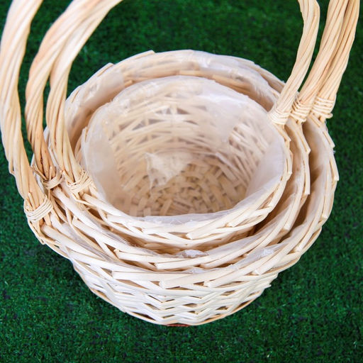 Корзина плетёная для хранения «Плетёнка», ива, круглая, набор 3 шт.