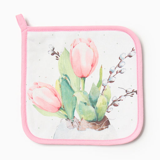 Прихватка ЭтельТюльпаны 19х19 саржа,100% х/л,ватин 250г/м2  фото 2