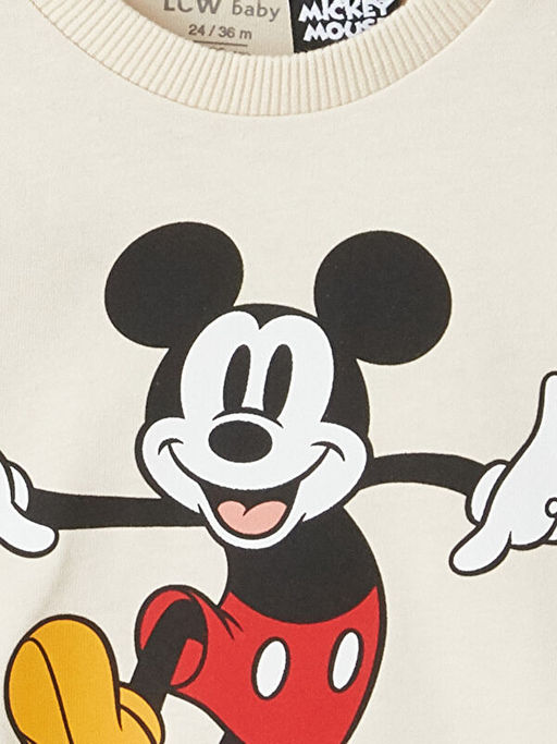 Bisiklet Yaka Uzun Kollu Mickey Mouse Bask?l? Erkek Bebek Ti??rt - Waikiki фото 2