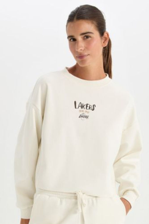 DeFactoFit NBA Los Angeles Lakers Bisiklet Yaka Sweatshirt