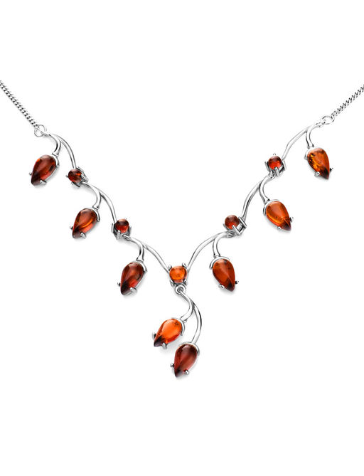 Красивое изящное колье из натурального цельного янтаря Жасмин