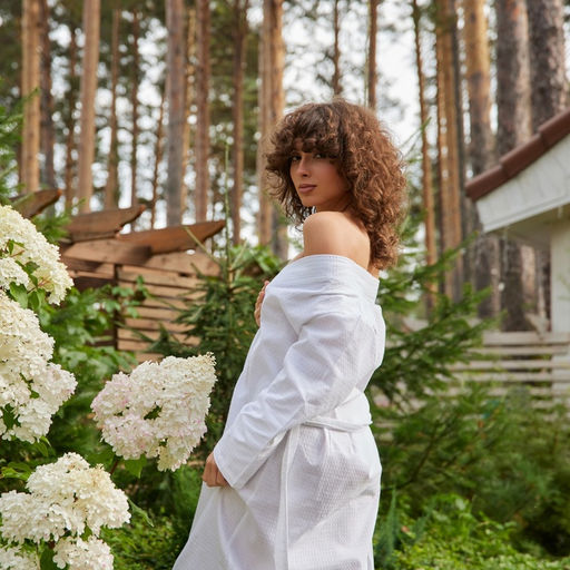 Халат вафельный женский Экономь и Я рукав 3/4 цвет белый размер 50-52, 100% хлопок, 200 г/м²