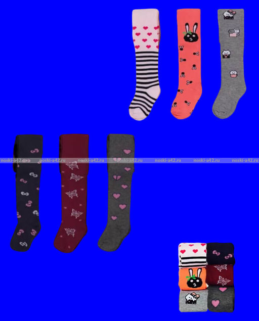 Цена за 12 шт. BFL колготки детские с рисунком на девочек ассорти