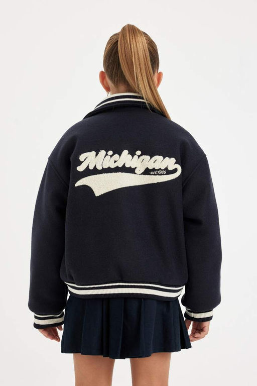 Пальто с воротником на молнии для девочек - Defacto фото 10