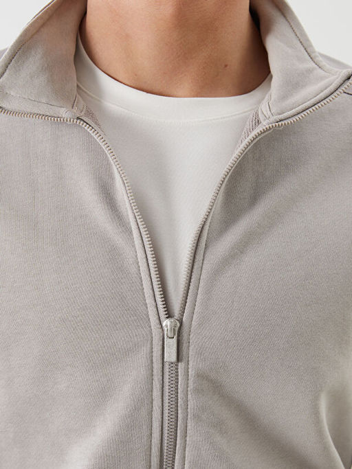 Dik Yaka Uzun Kollu Erkek Fermuarl? Sweatshirt