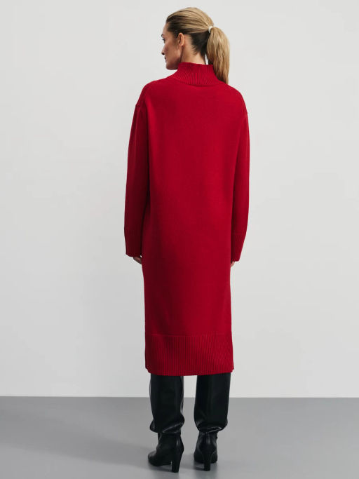 Вязаное платье миди с воротником-стойкой / Zarina  фото 4