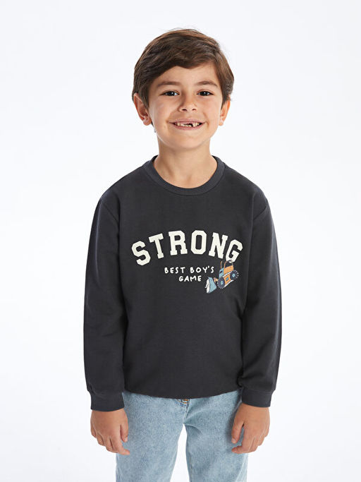 Bisiklet Yaka Uzun Kollu Bask?l? Erkek Bebek Sweatshirt 2li - Waikiki фото 5