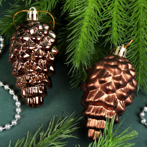 Елочное украшение Шишка 8 штук 8 см / 5620 /уп 72/ микс (Красный) - Галеонтрейд фото 3