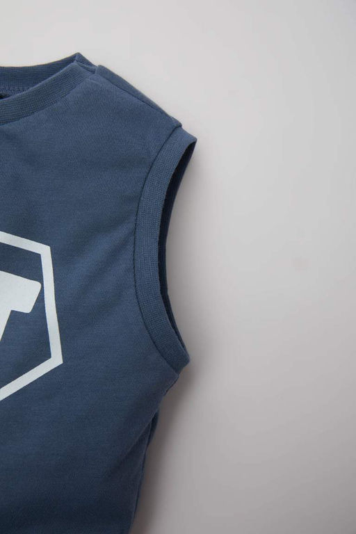 Майка с принтом для маленьких мальчиков с круглым вырезом - Defacto фото 3