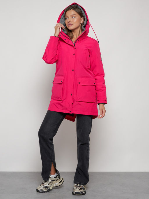 Парка женская зимняя MTFORCE c капюшоном розового цвета 2329R  фото 6