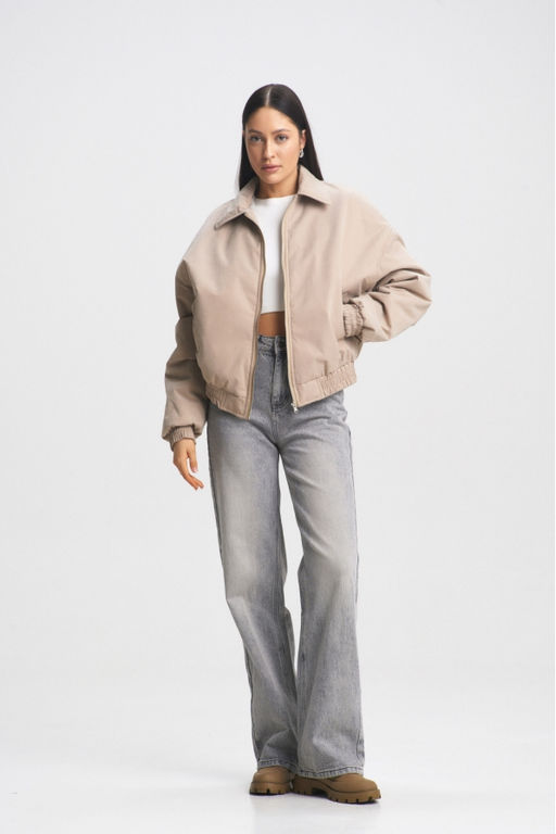Куртка-бомбер с воротом Beige - Erist store фото 2