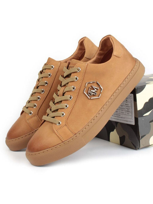 03-P255-3A YELLOW/BROWN Полуботинки спортивные мужские (натуральная замша)