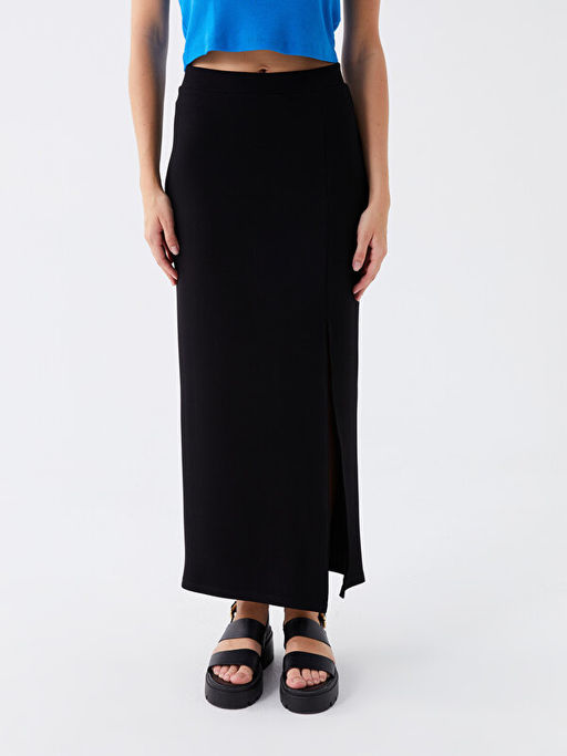 Kad?n Beli Lastikli D?z Etek