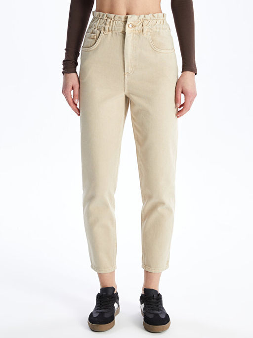 Beli Lastikli Slouchy Fit Kad?n Jean Pantolon - Waikiki фото 3