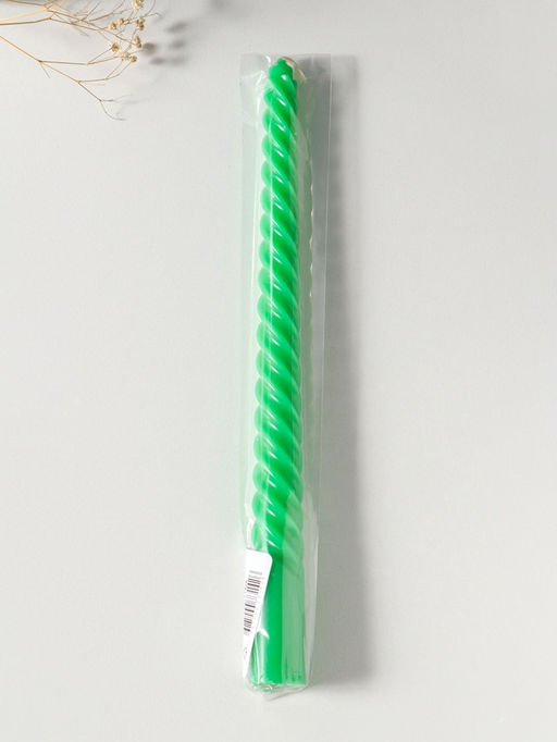 Цена за 3 шт. Свеча витая 25 см, 57 гр, 5 ч, цв. зелёный