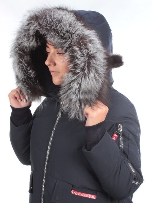 CU-19056 DK. BLUE Пальто женское зимнее CUTEELF (200 гр. холлофайбера) - Фабричный китай фото 14