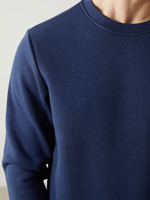 Bisiklet Yaka Uzun Kollu Bask?l? Erkek Sweatshirt