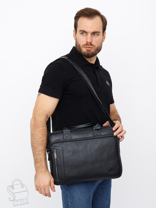 Портфель мужской кожаный 0991Z black Zinimsk