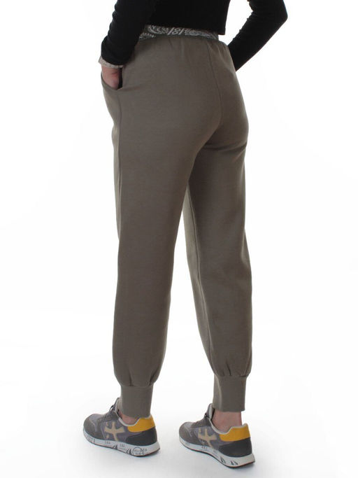 2611 GRAY/GREEN Штаны утепленные спортивные женские (85% хлопок, 10% полиэстер, 5% спандекс)
