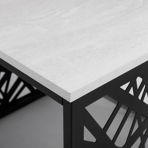 СтЖ104 Стол журнальный, 51х51х42 см, ЛДСП белый пайн бетон, металл чёрный (цвет 06)