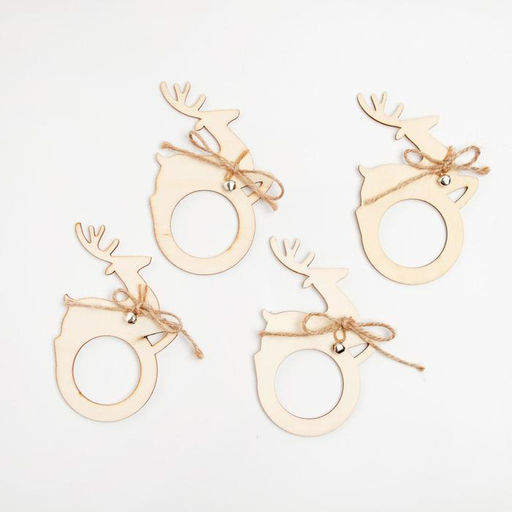 Набор колец для салфеток Олень, 4 шт, 7х11 см, дерево - Доляна фото 3