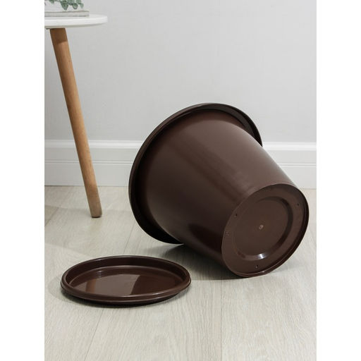 Горшок для цветов с поддоном «Альтернатива. Эконом», 10 л, пластиковый, коричневый