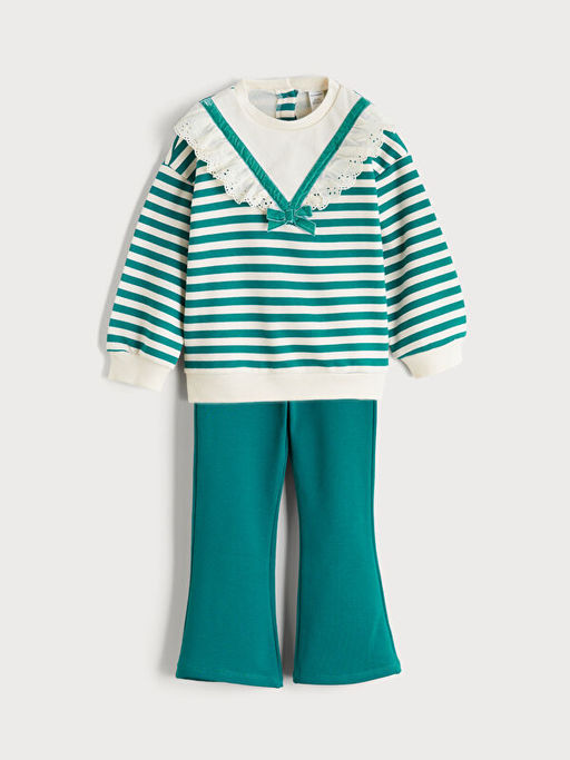 Bisiklet Yaka K?z ?ocuk Sweatshirt ve Tayt