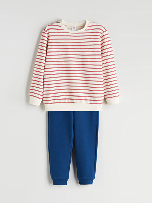 ?izgili Erkek ?ocuk Sweatshirt ve E?ofman Alt 2li