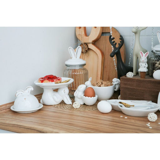 Банка стеклянная для сыпучих продуктов с керамической крышкой Доляна Зайка в золотом, 950 мл  фото 18