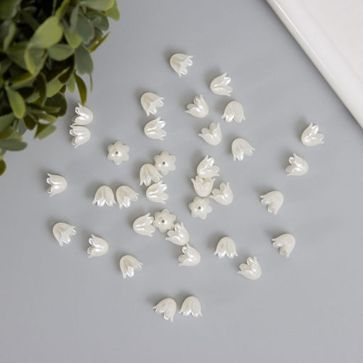 Цена за 2 шт. Бусины для творчества пластик «Колокольчик жемчужный» набор 40 шт. 1×0.9×0.9 см