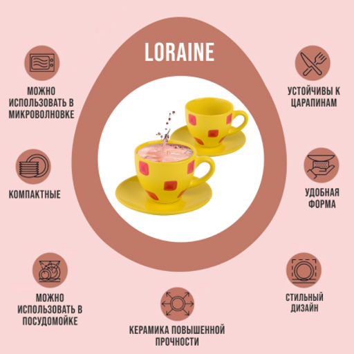 30449-5 Чайный набор 4пр Loraine ЖЁЛТЫЙ LR (х18)
