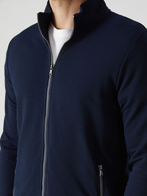 Dik Yaka Uzun Kollu Erkek Fermuarl? Sweatshirt