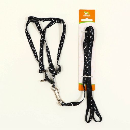 Комплект Классика, поводок 120 х 1 см, ОГ 28-47 см, чёрный - Пижон фото 6