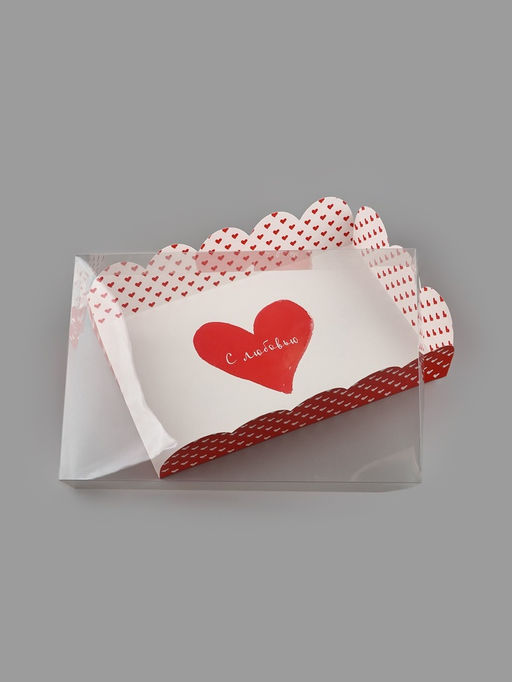 Цена за 5 шт. Коробка для кондитерских изделий с пластиковой крышкой «С любовью», 20×30×8 см