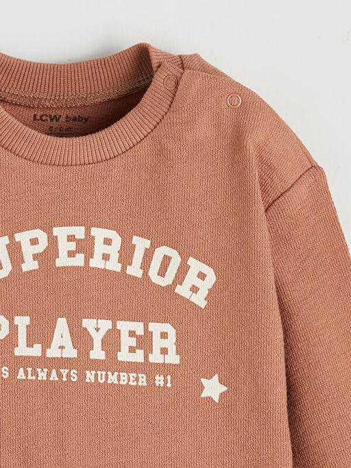 Bisiklet Yaka Uzun Kollu Bask?l? Erkek Bebek Ti??rt ve E?ofman Alt 2li Tak?m