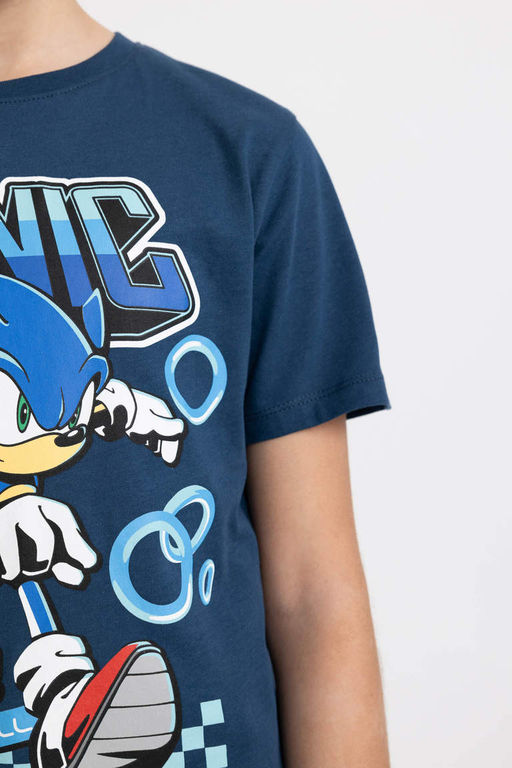 Футболка с короткими рукавами и круглым вырезом для мальчиков Sonic the Hedgehog - Defacto фото 4
