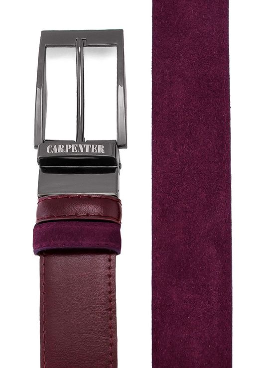 Ремень кожаный мужской CARPENTER Cr46-1 замша/кожа двустор.бордо  фото 4