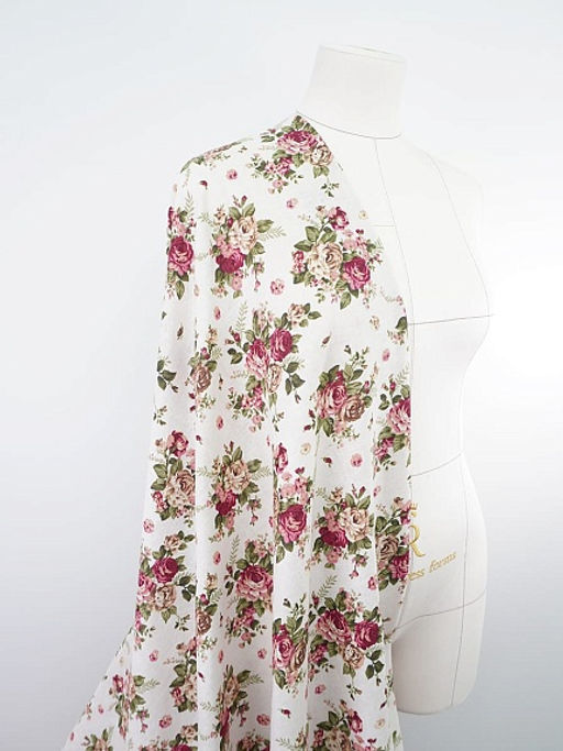 Хлопколен Чайная роза на суровом, СОРТ2, ш.1.5м, лен-20%, хлопок-80%, 125гр/м.кв - Купава фото 8