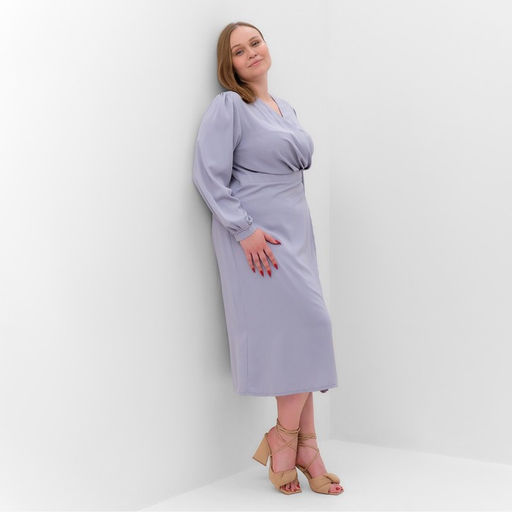 Платье женское миди MIST plus-size, серо-голубое, размер 56
