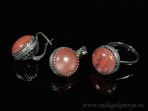 Кольцо Серьги с халцедоном имитация размер 19