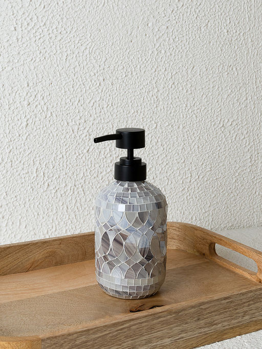 Диспенсер для жидкого мыла 350мл мрамор-серый стекло, пластик АБС - Denastia фото 2