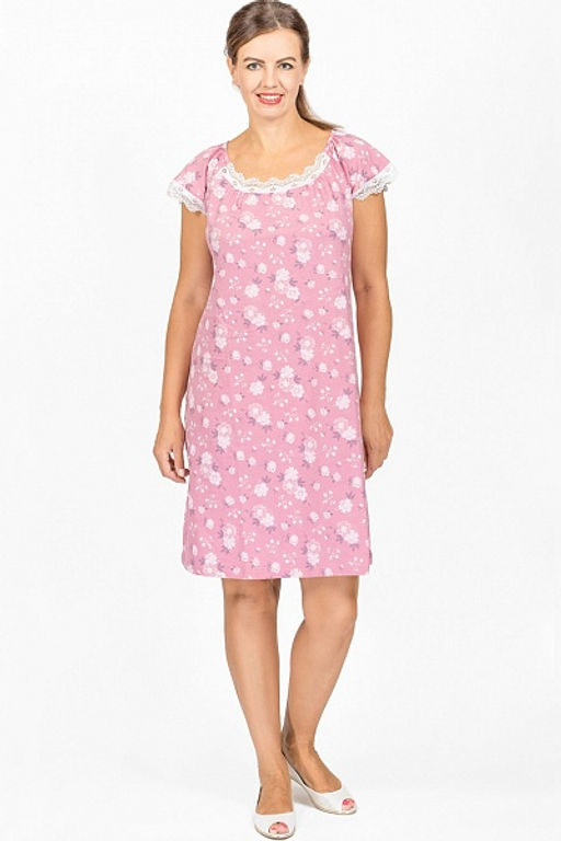 Сорочка с кружевом стрейч, сухая роза (801-13) - Плиона фото 2