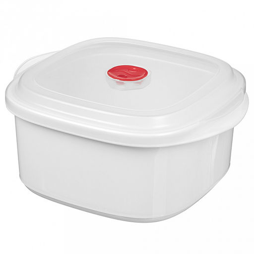 Контейнер для продуктов пластмассовый Bergamo 2,5л, 22,4х19,7х10,7см, с клапаном, полипропилен, белый, подходит для СВЧ (Россия)