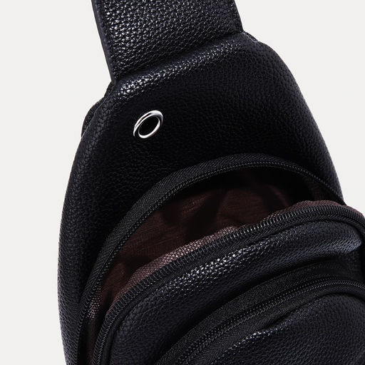 Сумка слинг мужская, искусственная кожа, отверстие для наушников, цвет чёрный - Simaland фото 7