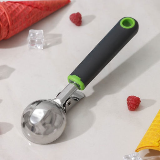 Ложка для мороженого Доляна Lime, 20×5.3 см, чёрно-зелёная