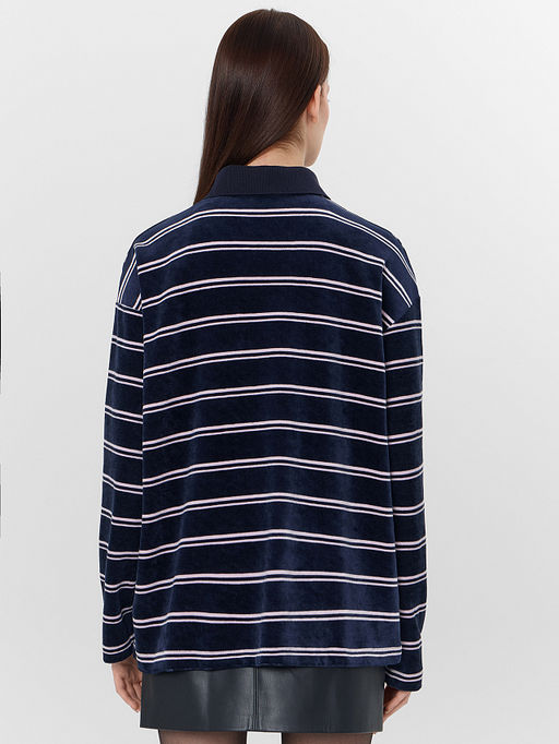 Поло женское синее в полоску