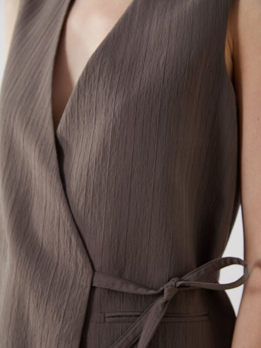 V Yaka ?izgili Kad?n Klasik Yelek